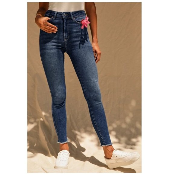 Free People Distressed High Waist Stretch Skinny Jeans Jegging - Picture 6 of 9